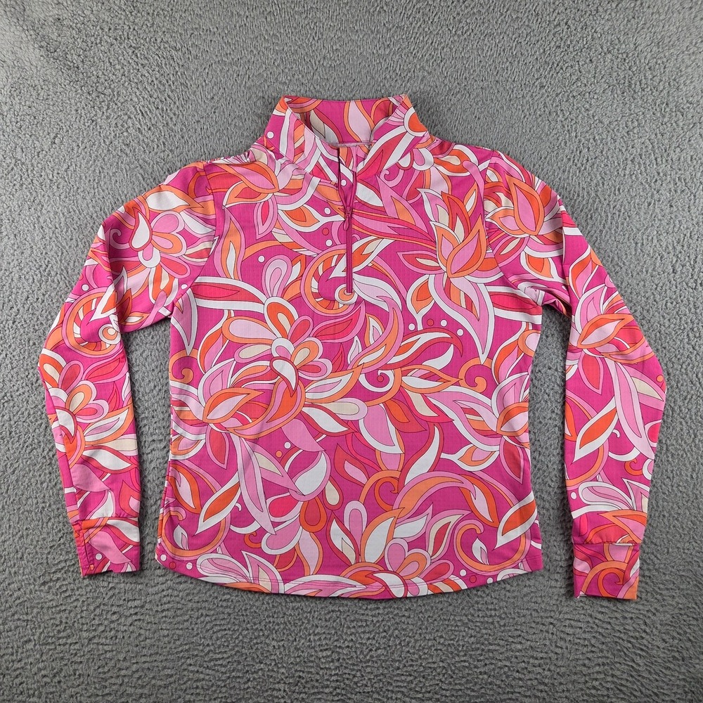 IBKUL UBHOT CAPRESE PINK Orange MEGAHEAT Long Sleeve Mock Golf Shirt L Top